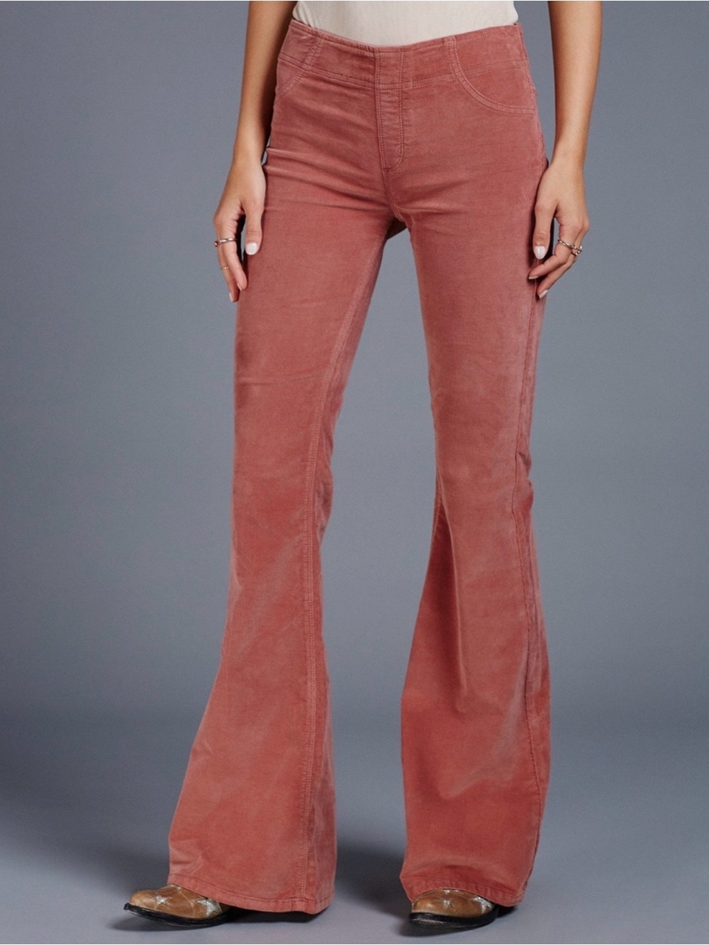 We The Free High-Rise Corduroy Flare Pants - Rose